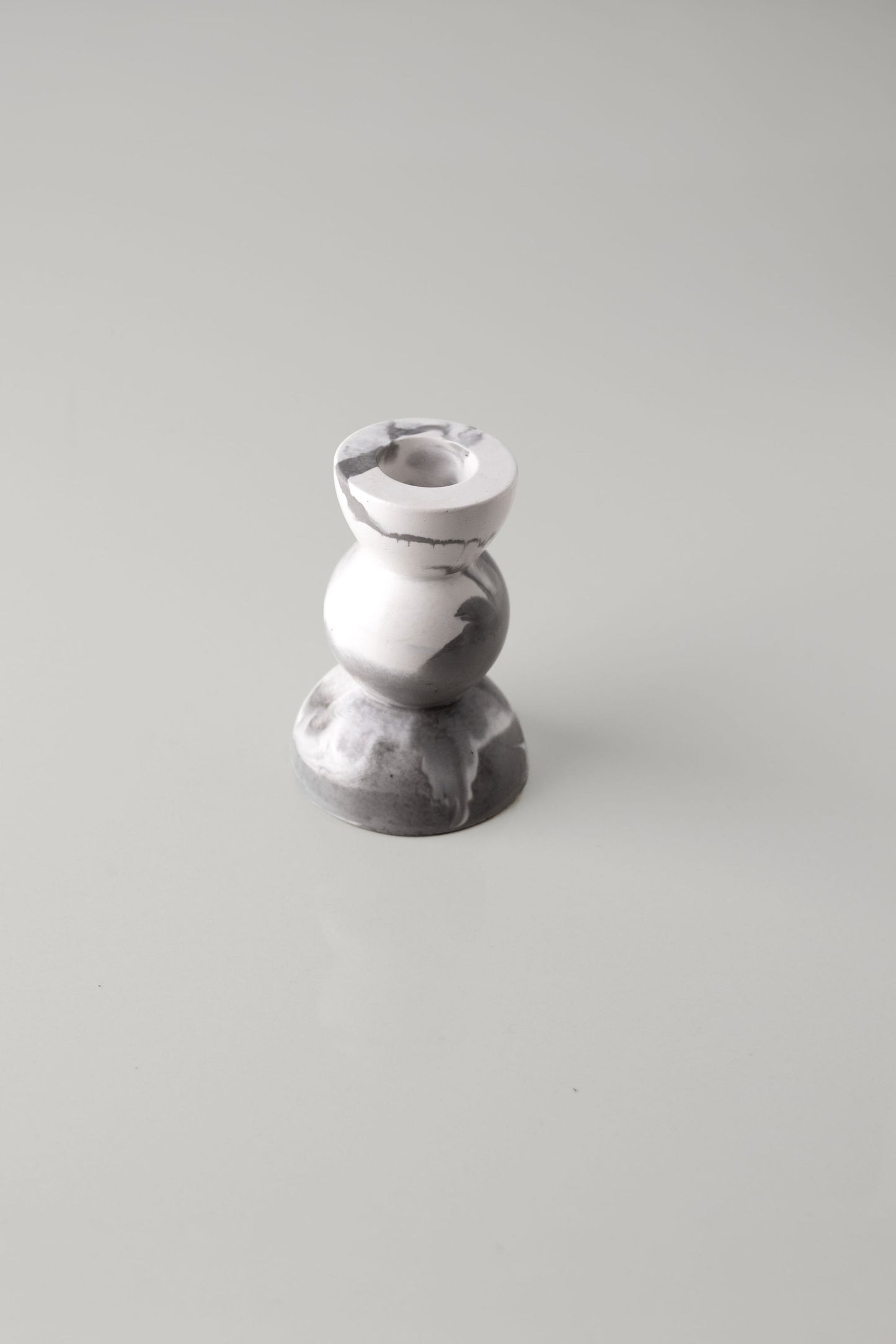 The Tower Candle Holder Grey Marble Gold Leaf