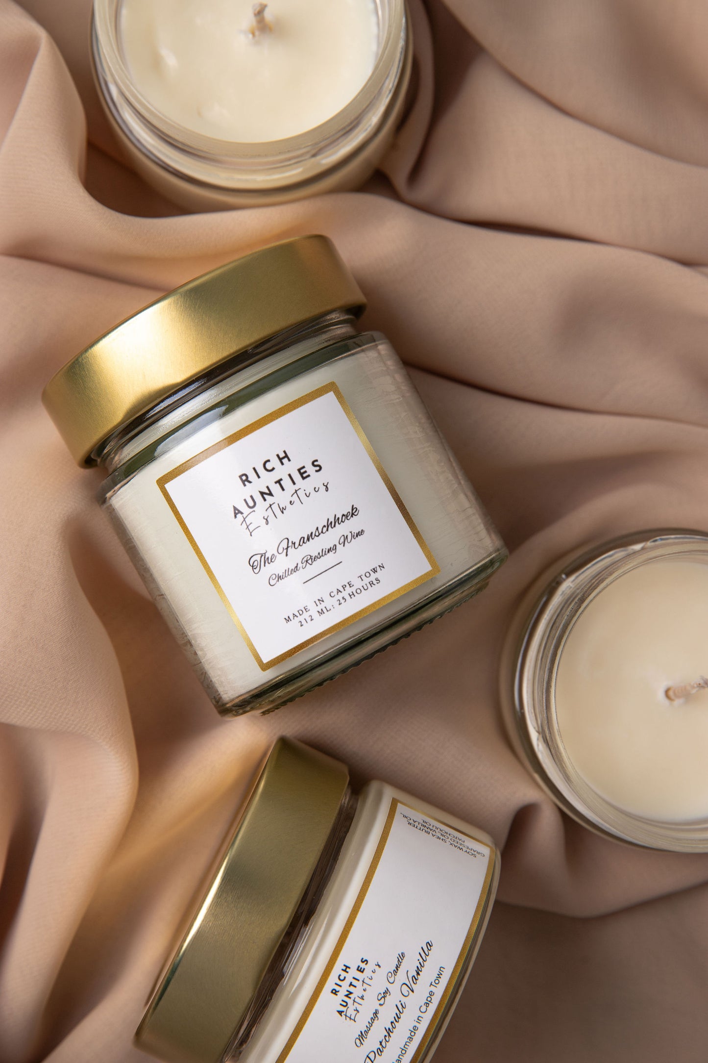 Rich Aunties Esthetics - The Franschhoek Scented Soy Candle - Riesling Wine Inspired 212ml