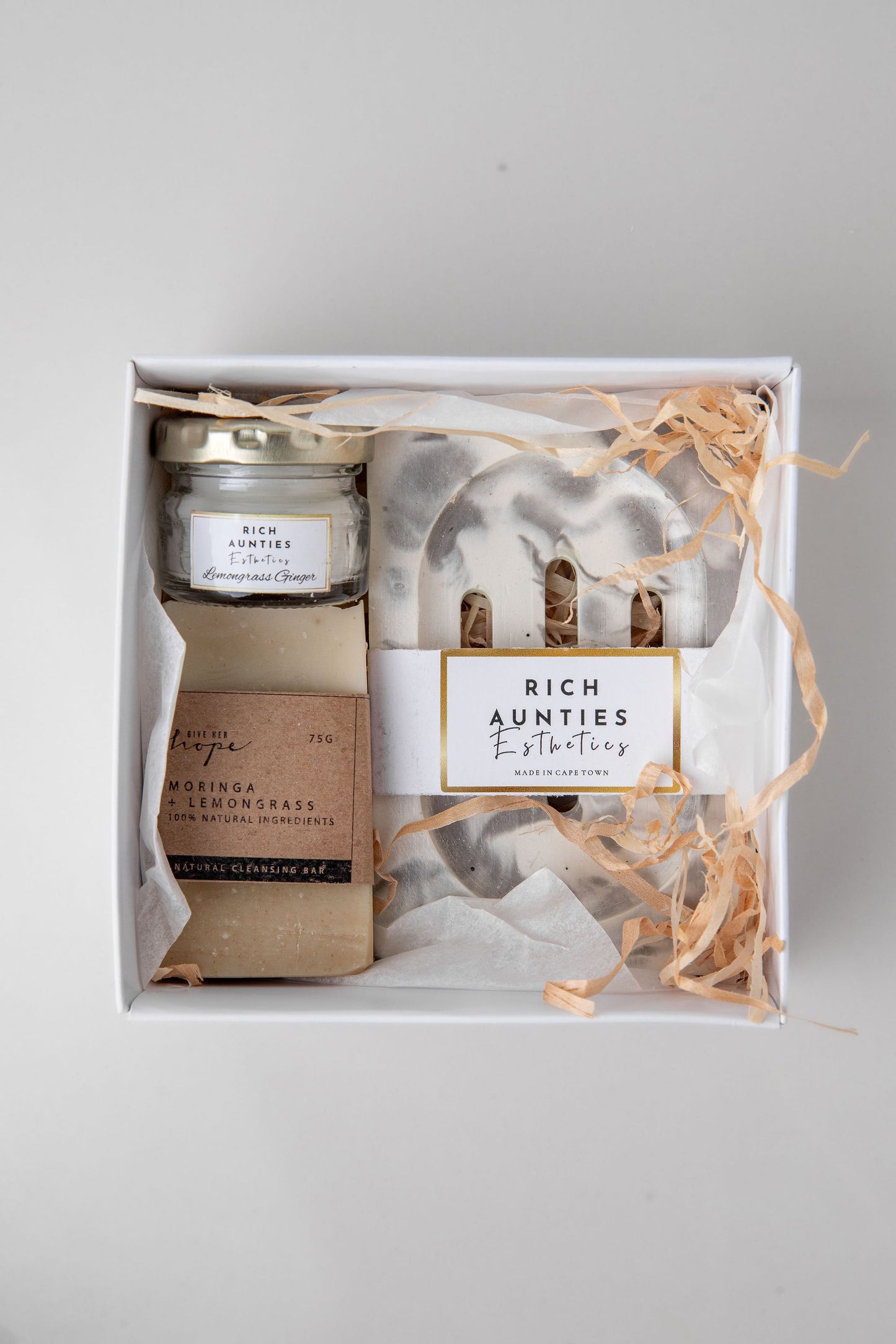 Gift Set : Soap Dish Row Grey Marble