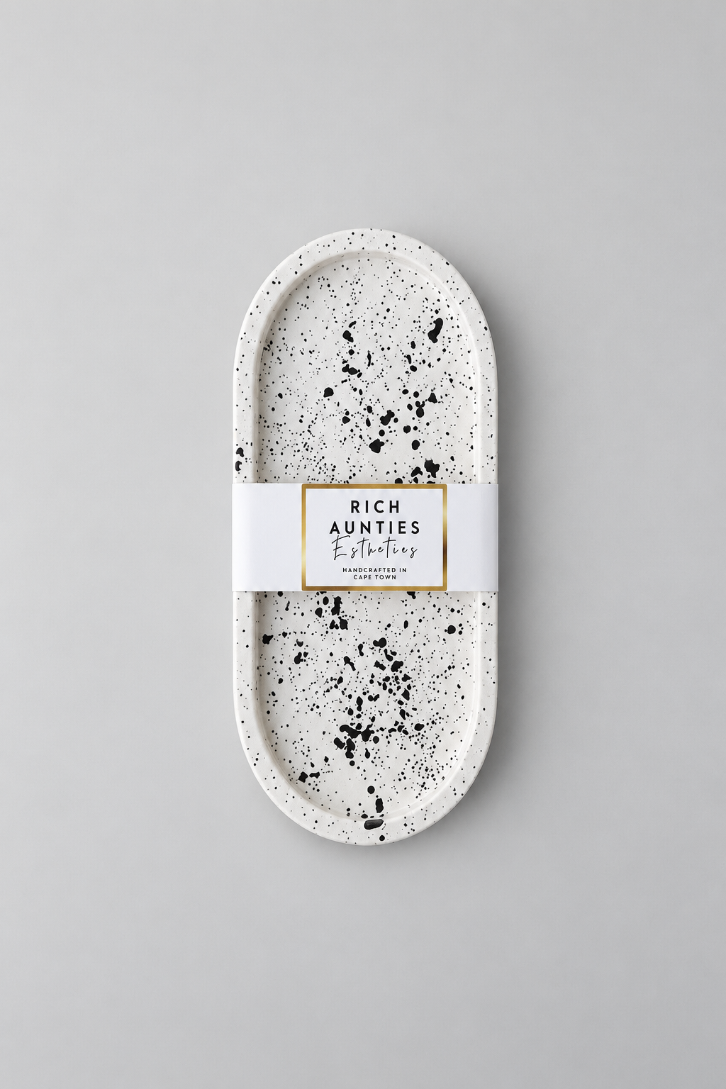 Rich Aunties Esthetics - Trinket Tray White and Black Speckled Medium