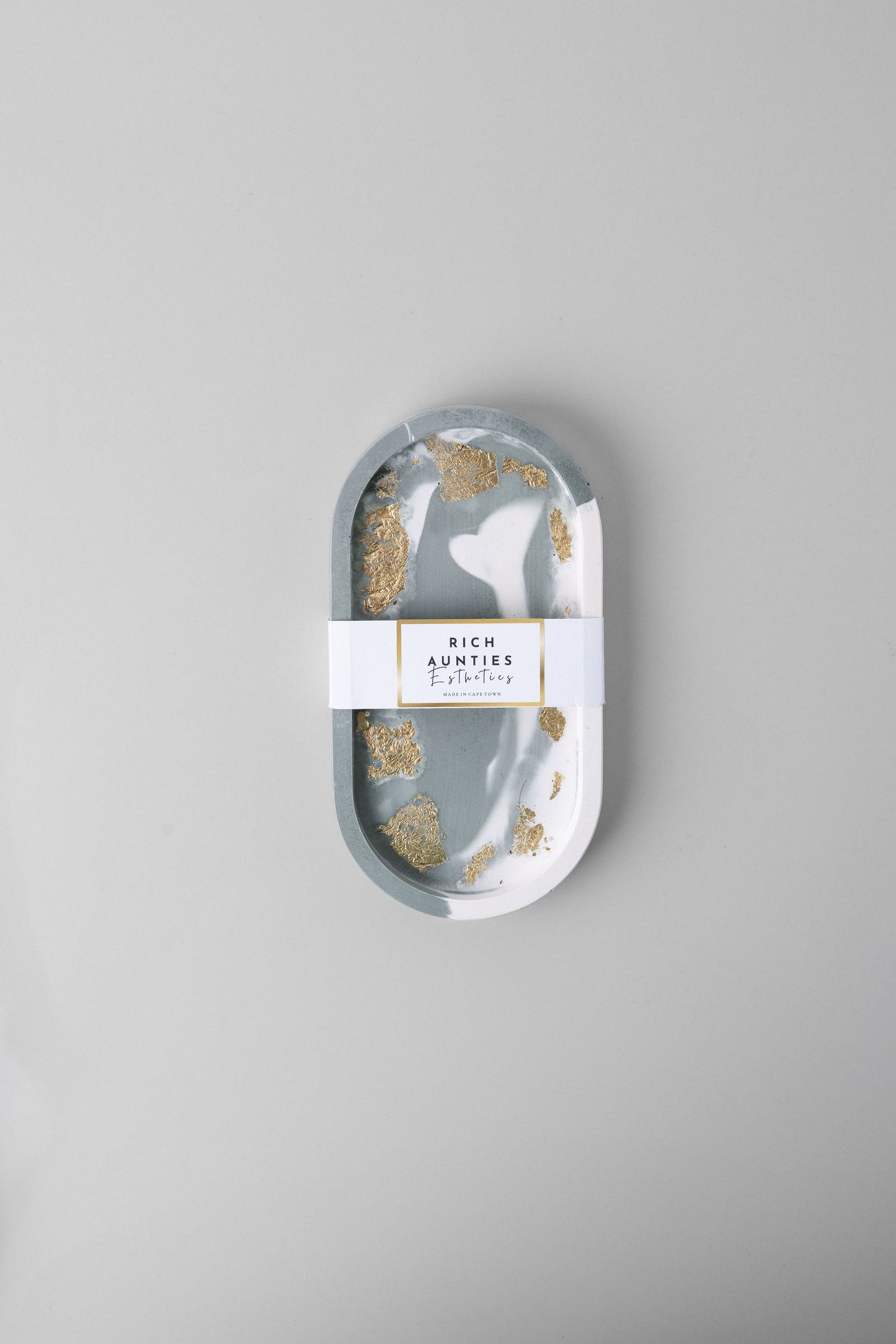 Trinket Tray Green Marble Gold Leaf Small