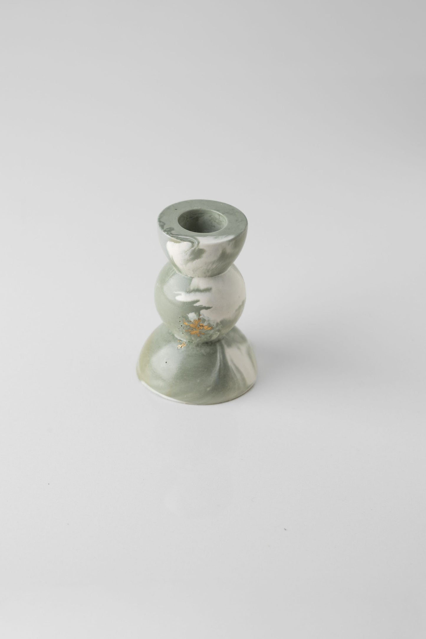 The Tower Candle Holder Green Marble Gold Leaf