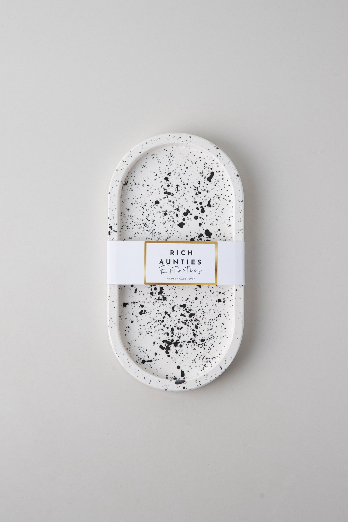 Rich Aunties Esthetics - Trinket Tray Gift Set White and Black Speckled Small