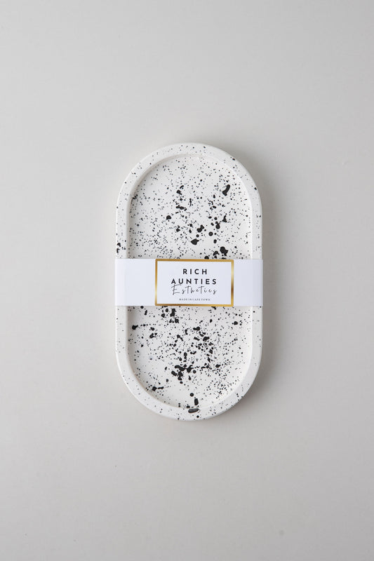 Rich Aunties Esthetics - Trinket Tray White and Black Speckled Small