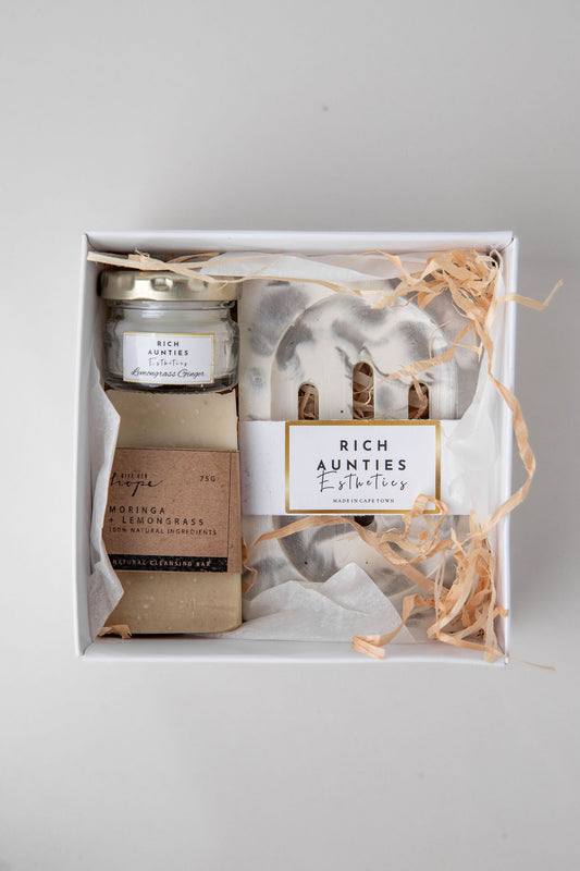 Gift Set : Soap Dish Row Grey Marble
