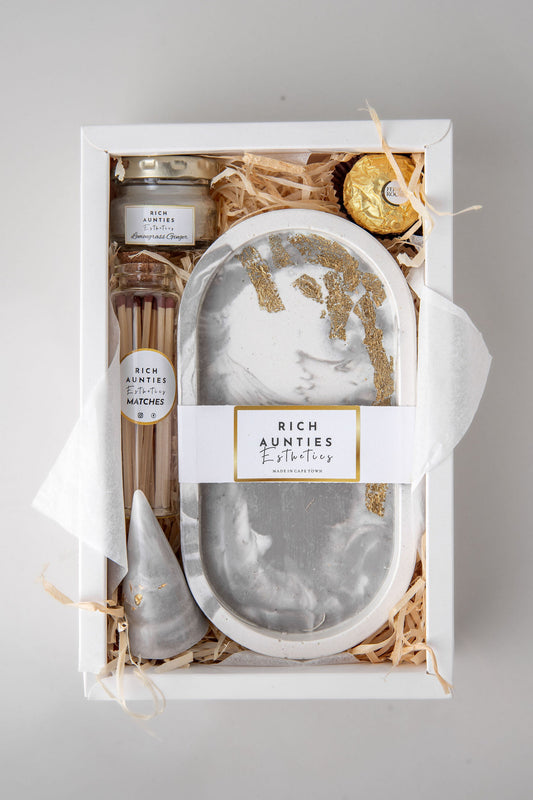 Gift Set : Trinket Tray Grey Marble