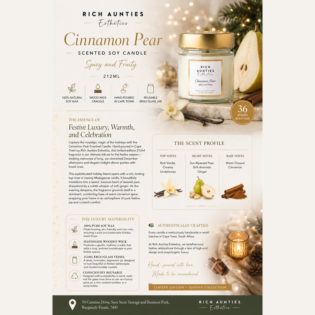 Rich Aunties Esthetics - Cinnamon Pear Scented Soy Candle 212ml