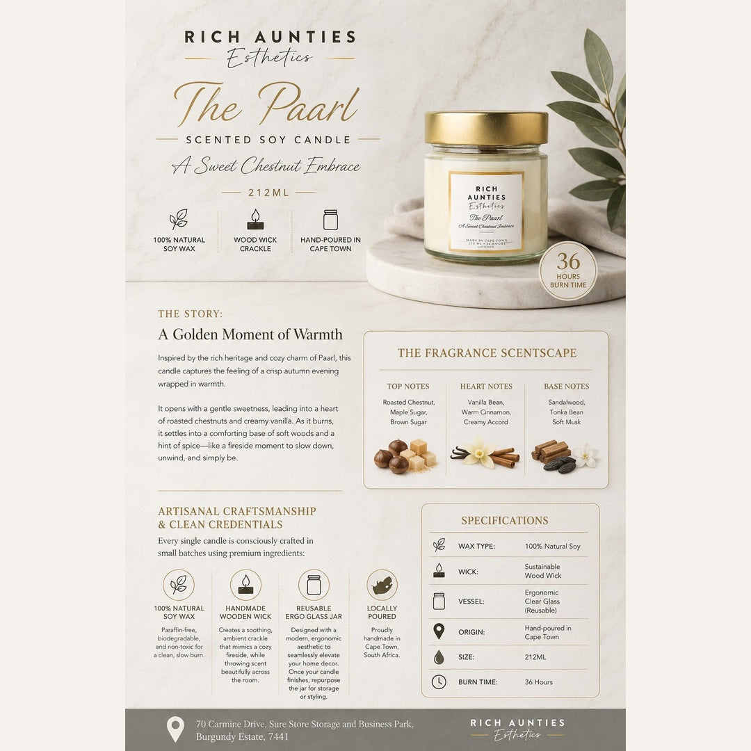 Rich Aunties Esthetics - The Paarl Scented Soy Candle - Cabernet Sauvignon Wine Inspired 212ml