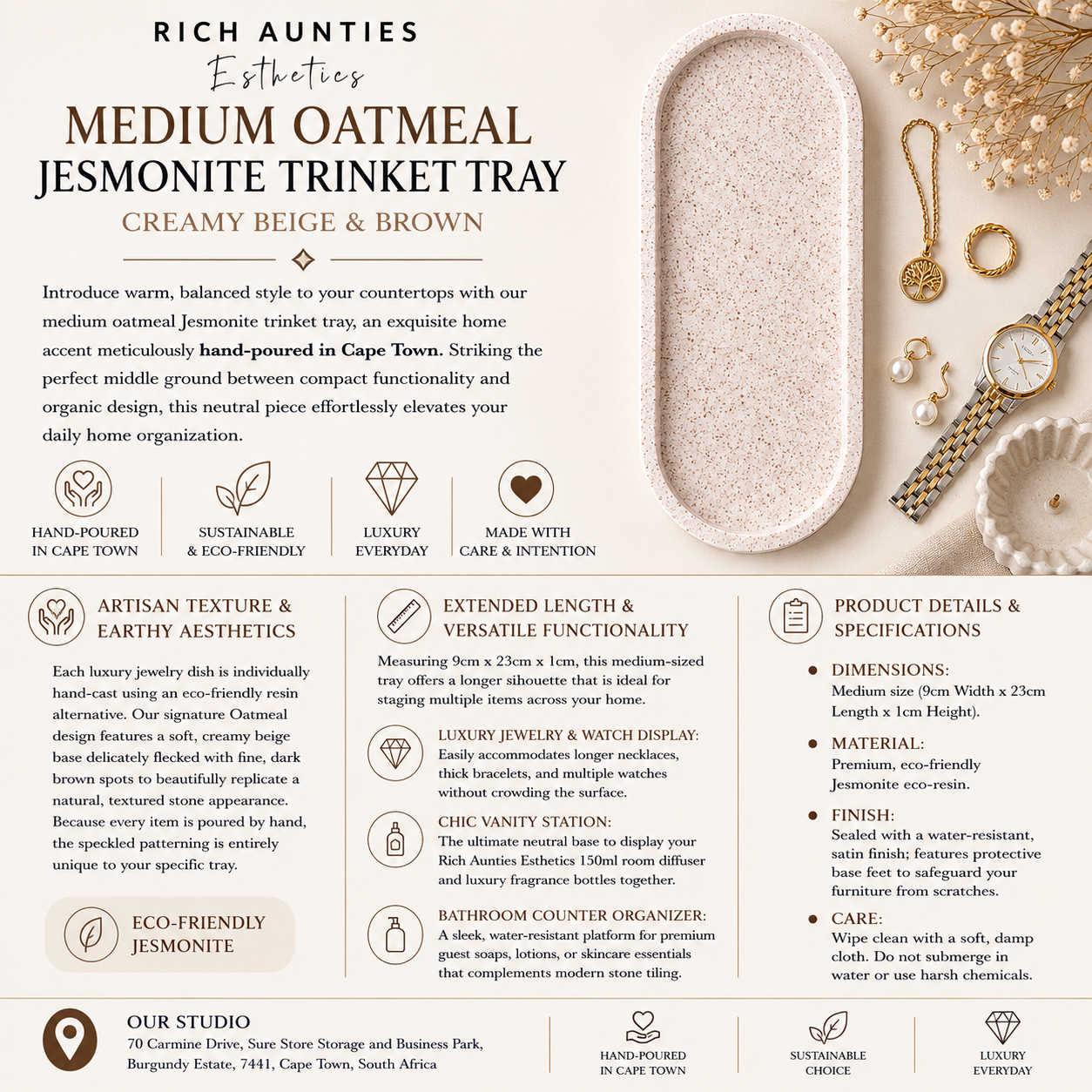 Rich Aunties Esthetics - Trinket Tray Oatmeal Medium - Creamy Beige