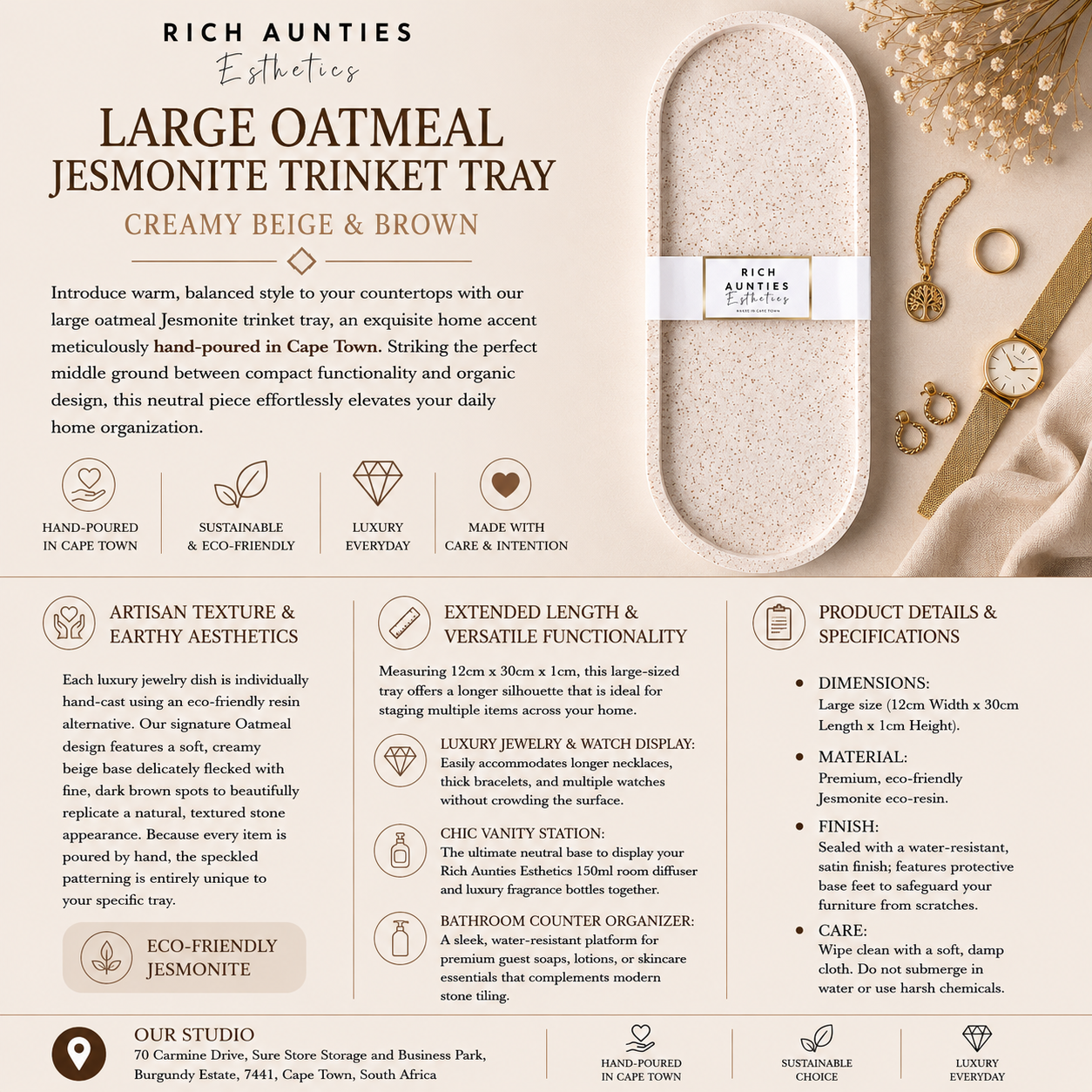Rich Aunties Esthetics - Trinket Tray Oatmeal Large- Creamy Beige