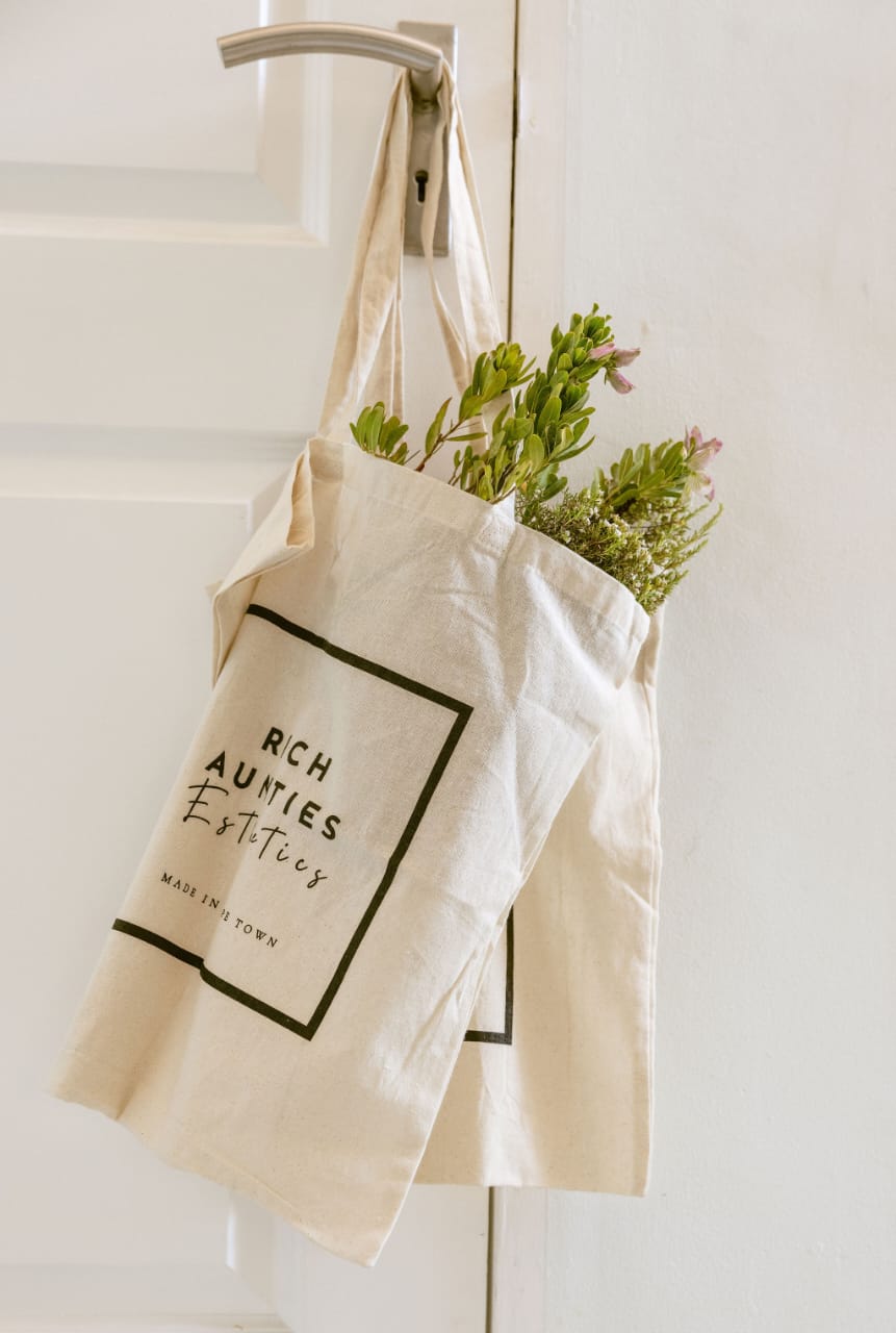 Rich Aunties Esthetics | Luxury Cotton Shopper Bag – Reusable Eco Tote