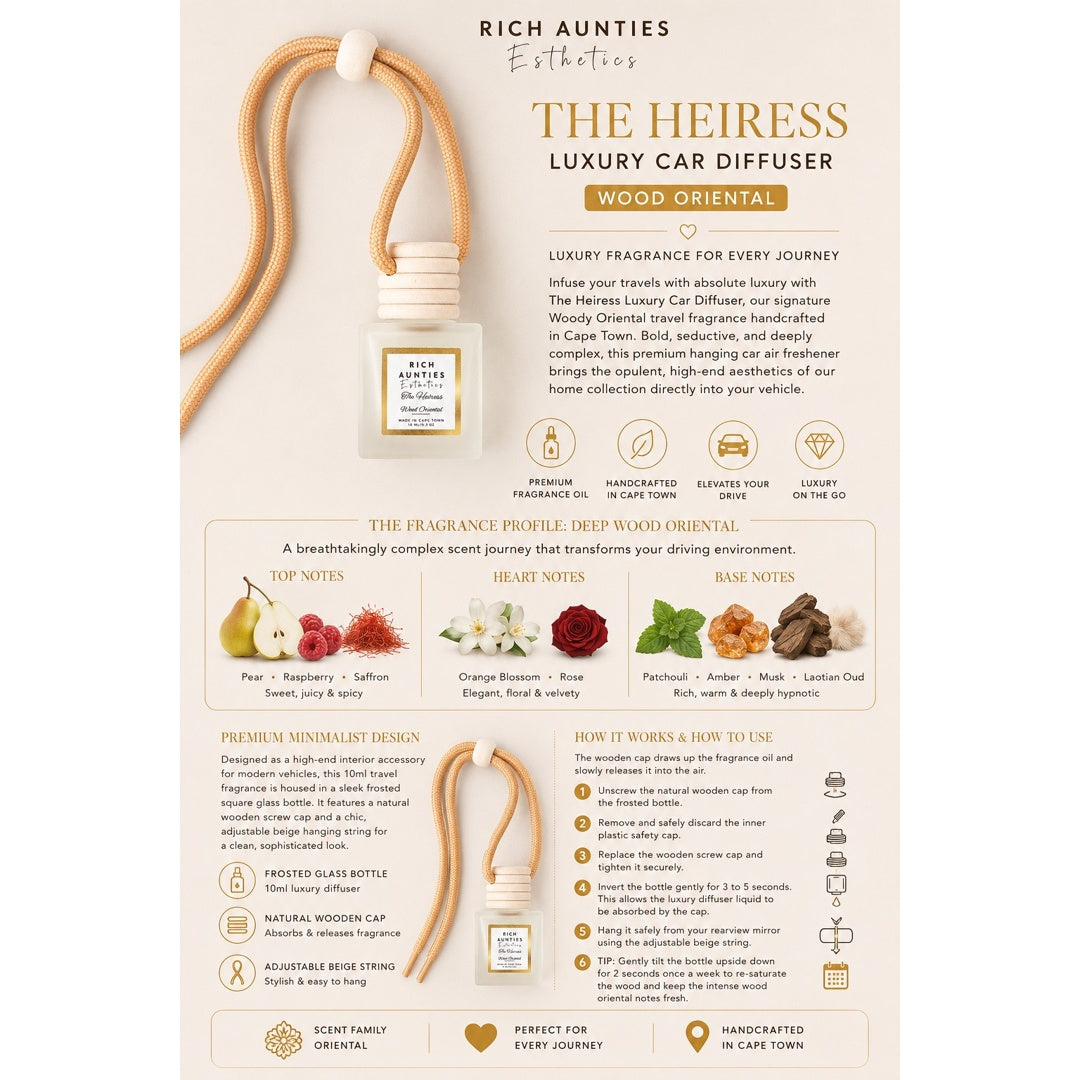 Rich Aunties Esthetics - The Heiress Car Diffuser Wood Oriental 10ml