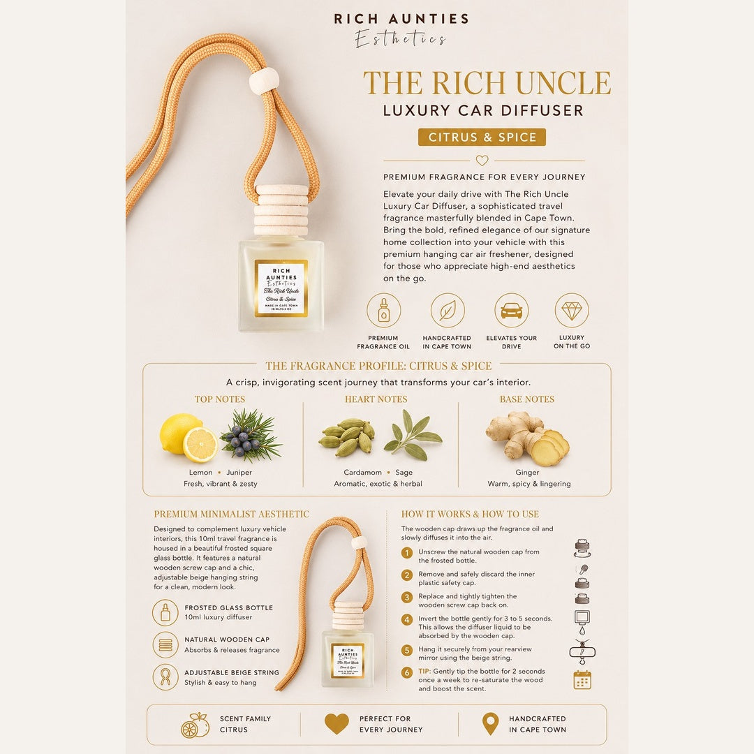 Rich Aunties Esthetics - The Rich Uncle Car Diffuser Citrus & Spice 10ml